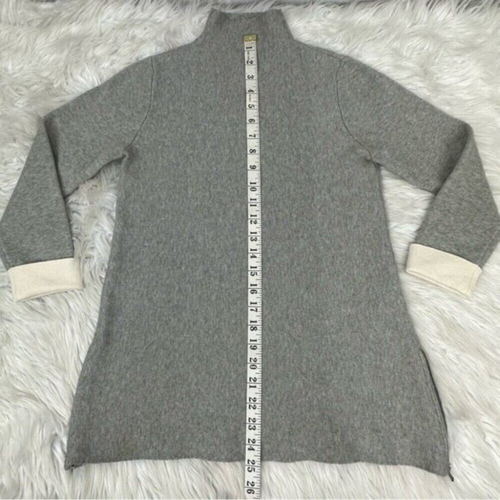 Tahari Womens Gray Mock Neck Tunic Sweater Side‎ Zip Contrast Cuff XS - Picture 9 of 11